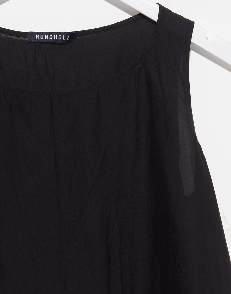 Black Viscose & Silk Sleeveless Top