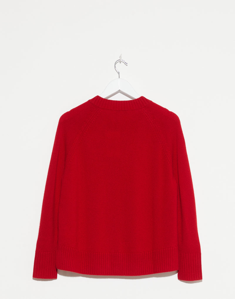 Scarlet Red Cashmere Chunky Cardigan