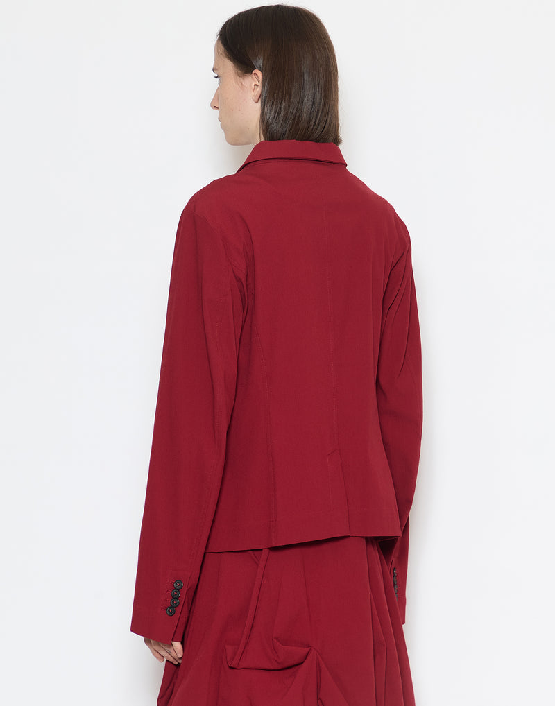 Red Viscose & Wool Blend Stretch Jacket