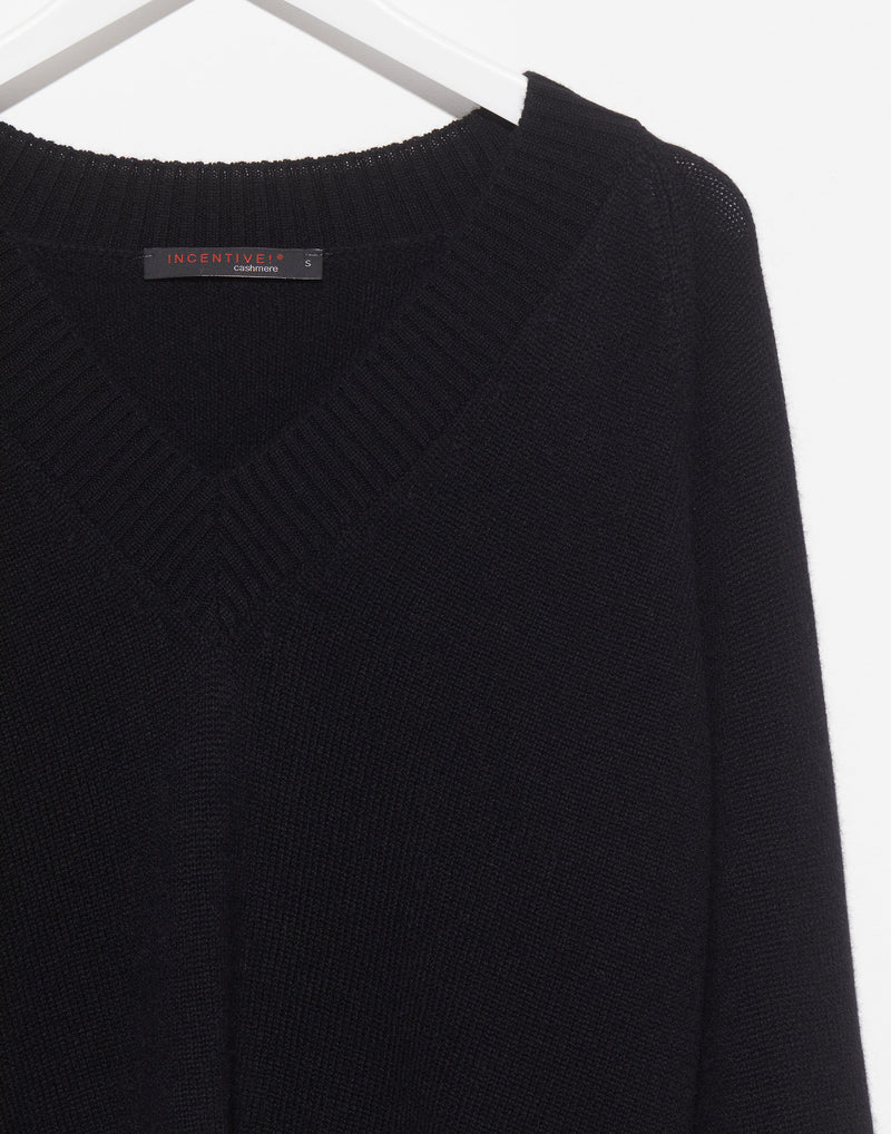 Black Cashmere Jara V Neck Pullover