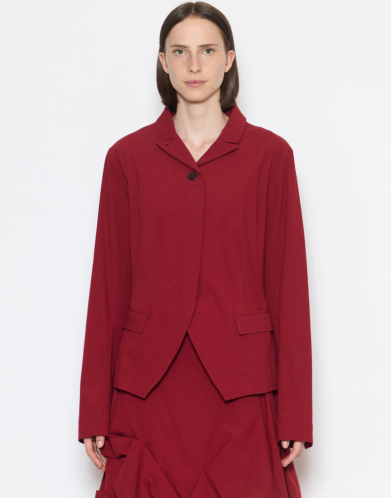 Red Viscose & Wool Blend Stretch Jacket