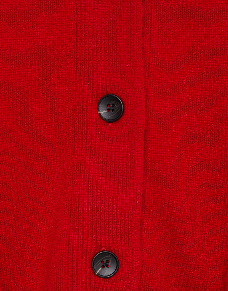 Scarlet Red Cashmere Chunky Cardigan