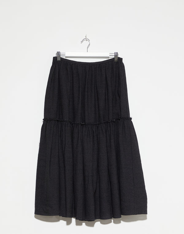 Black Wool & Linen Sereno Skirt