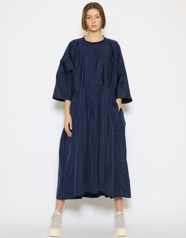 Touareg Blue Taffeta Dropped Waist Delos Dress