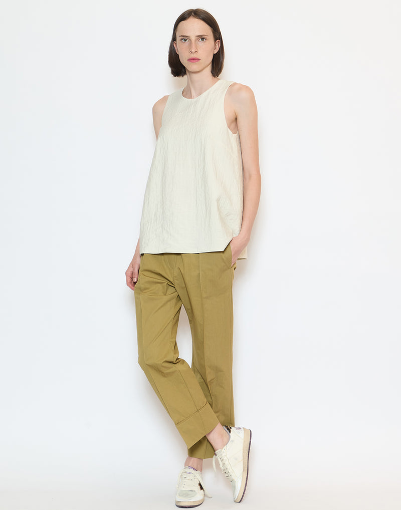 Khaki Cotton Blend Panesh Pants