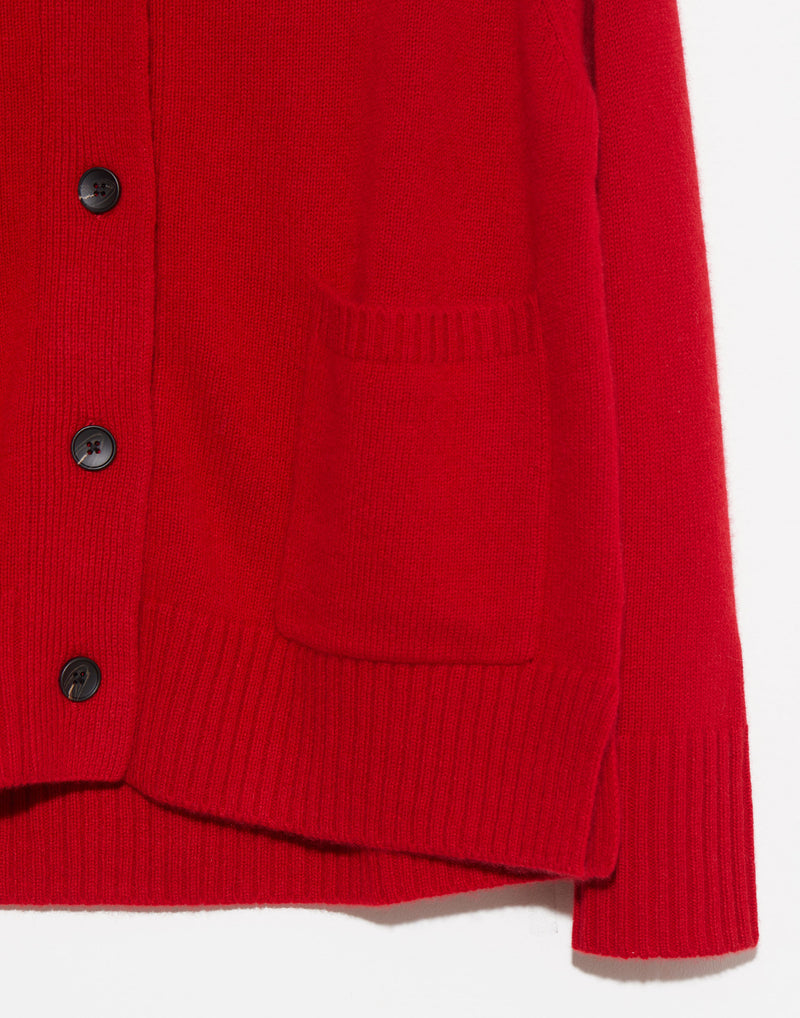 Scarlet Red Cashmere Chunky Cardigan