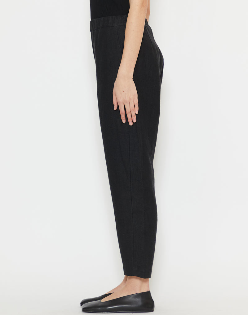 Black Linen & Wool Long Chasse Pants