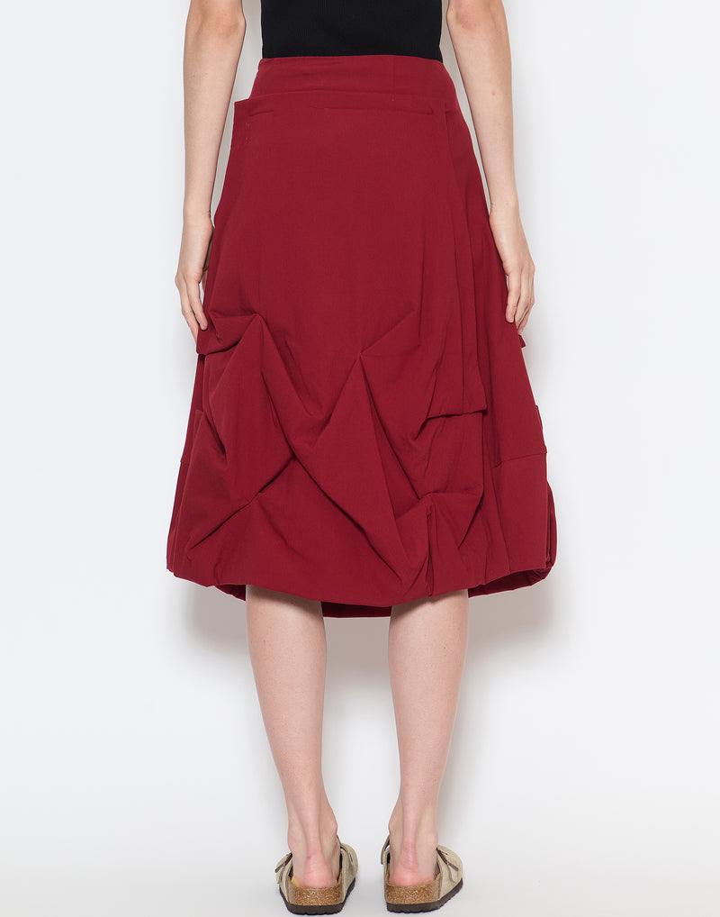 Red Viscose & Wool Blend Stretch Skirt