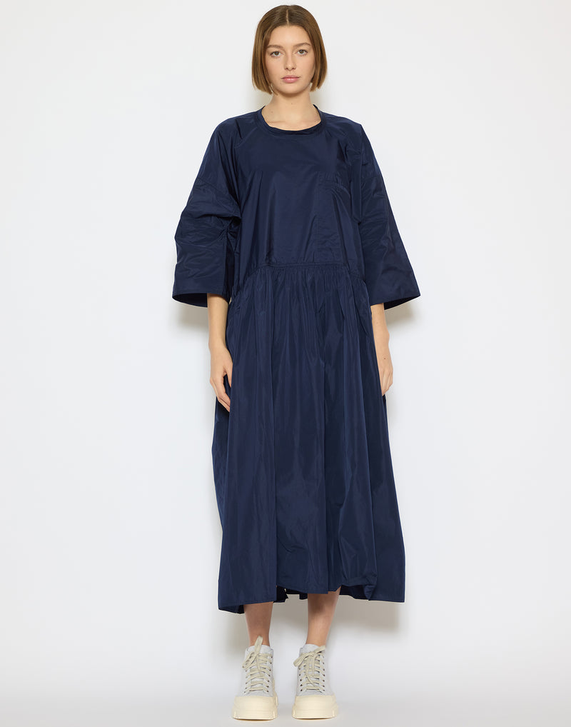 Touareg Blue Taffeta Dropped Waist Delos Dress