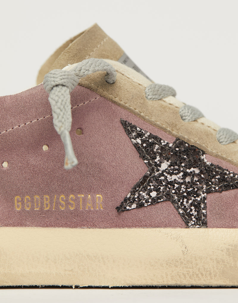 Mauve Suede & Glitter Superstar Sneakers