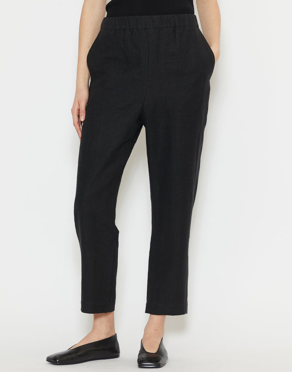 Black Linen & Wool Long Chasse Pants