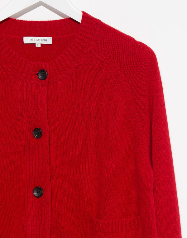 Scarlet Red Cashmere Chunky Cardigan