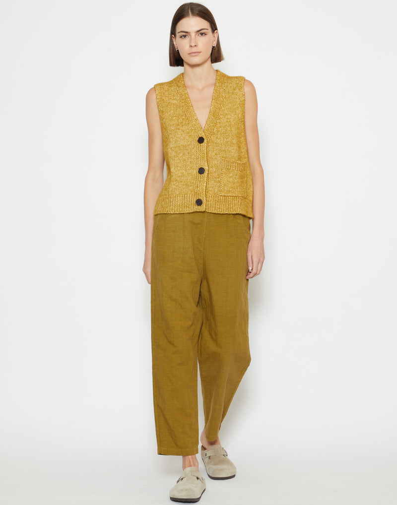 Golden Olive Cotton & Linen Alix Trousers