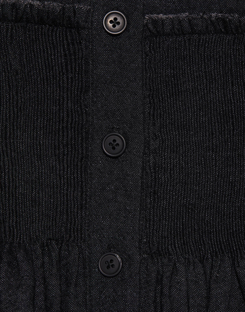 Black Wool & Linen Nuvem Corset