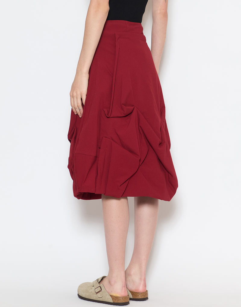 Red Viscose & Wool Blend Stretch Skirt