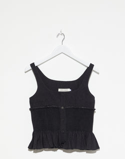 Black Wool & Linen Nuvem Corset