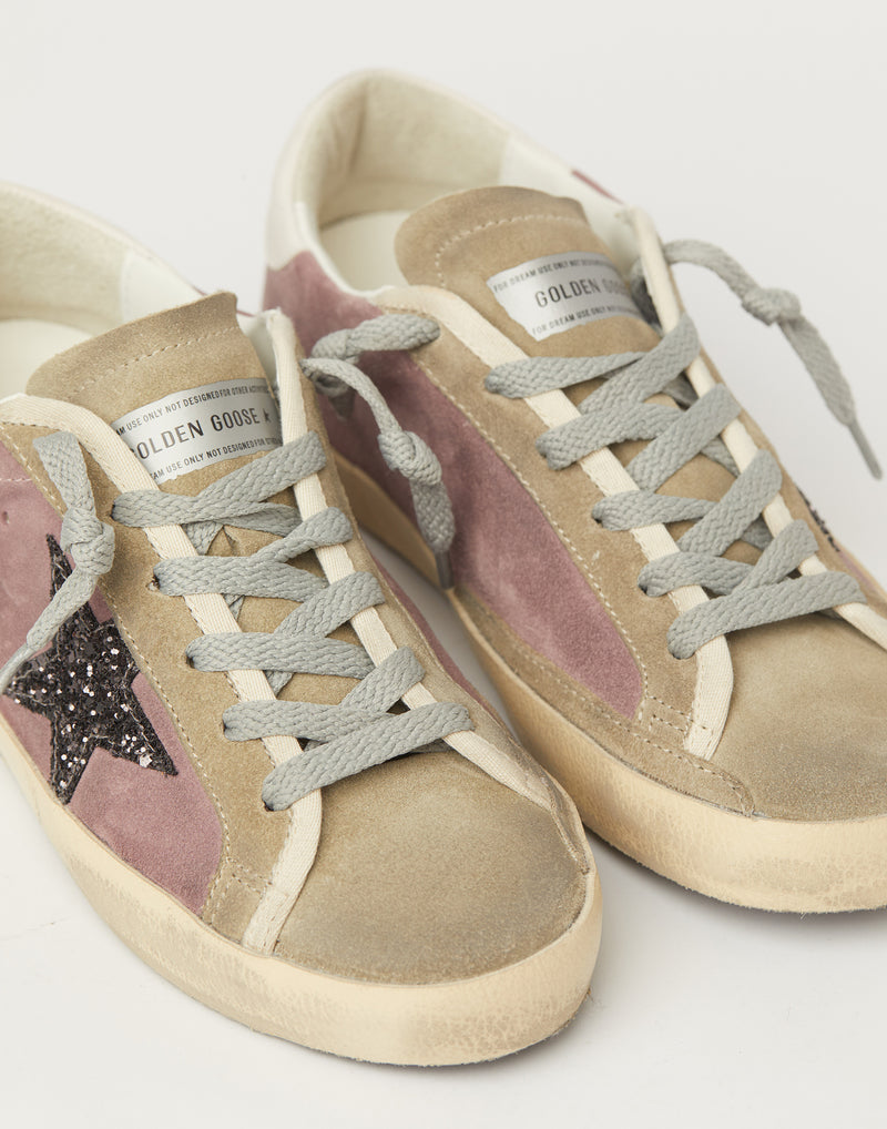 Mauve Suede & Glitter Superstar Sneakers