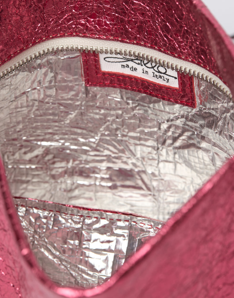 Pomegranate Metallic Leather Greta Bag