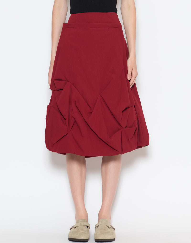 Red Viscose & Wool Blend Stretch Skirt