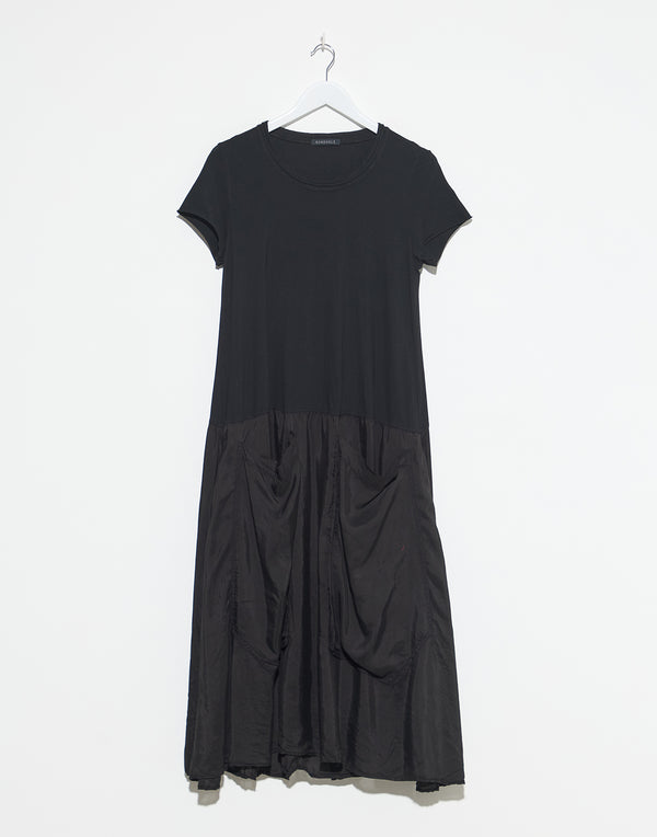 Black Cotton & Cupro Dress