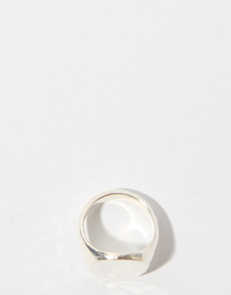 Silver Hammered Oval Signet Ring