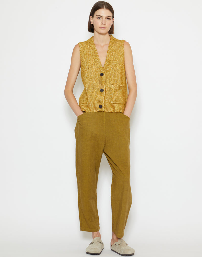 Golden Olive Cotton & Linen Alix Trousers