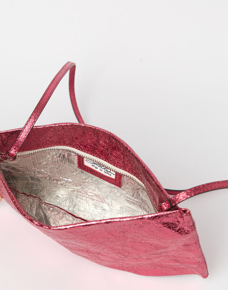 Pomegranate Metallic Leather Greta Bag