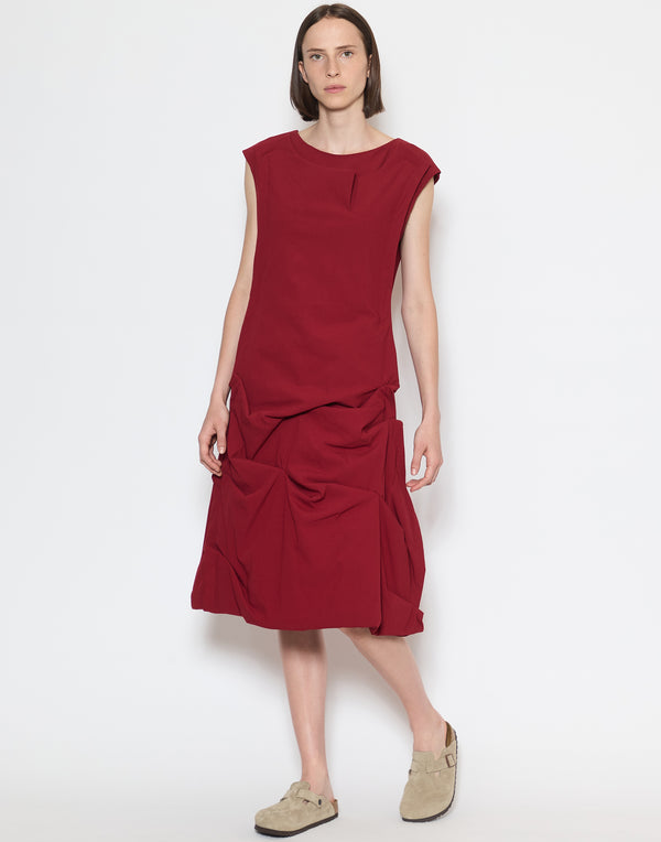 Red Viscose & Wool Blend Stretch Dress