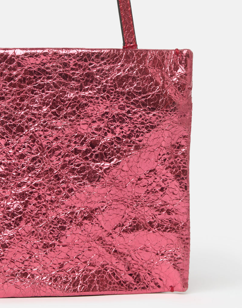 Pomegranate Metallic Leather Greta Bag