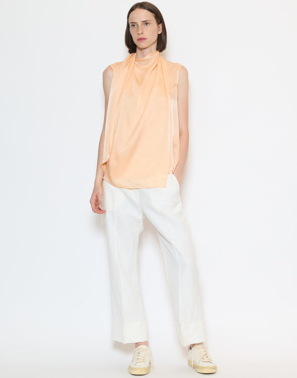 Peach Silk Charmeuse Toru Sleeveless Top