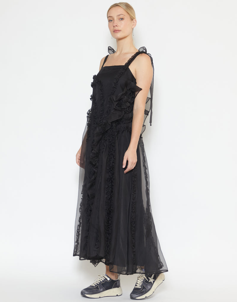 Black Silk Organza Otis Dress