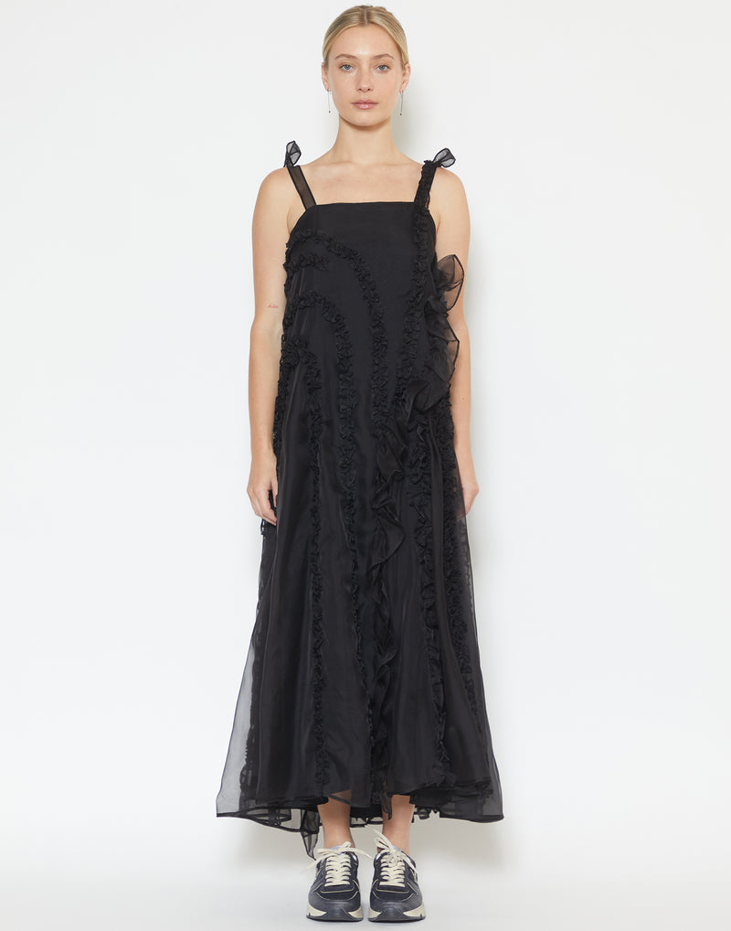 Black Silk Organza Otis Dress