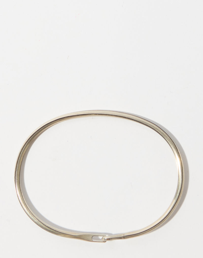 Silver Side Hook Groove Bangle