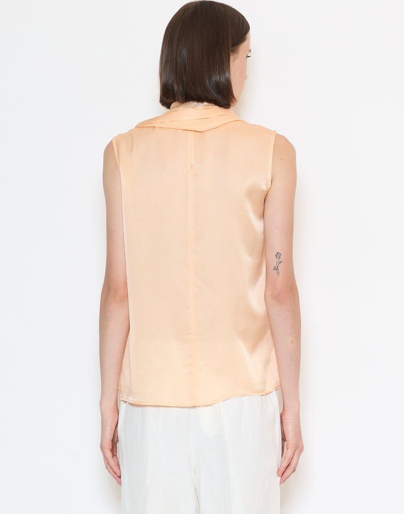 Peach Silk Charmeuse Toru Sleeveless Top