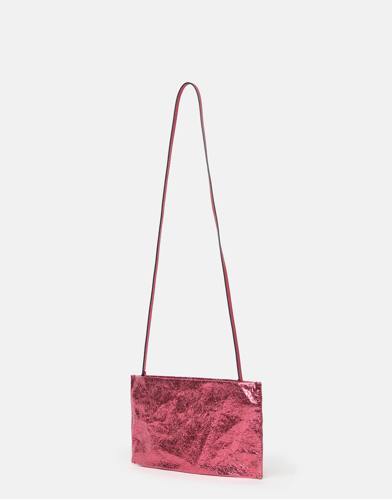 Pomegranate Metallic Leather Greta Bag