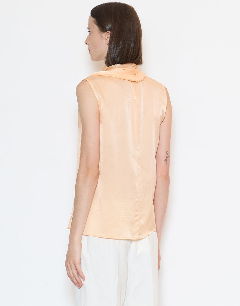 Peach Silk Charmeuse Toru Sleeveless Top