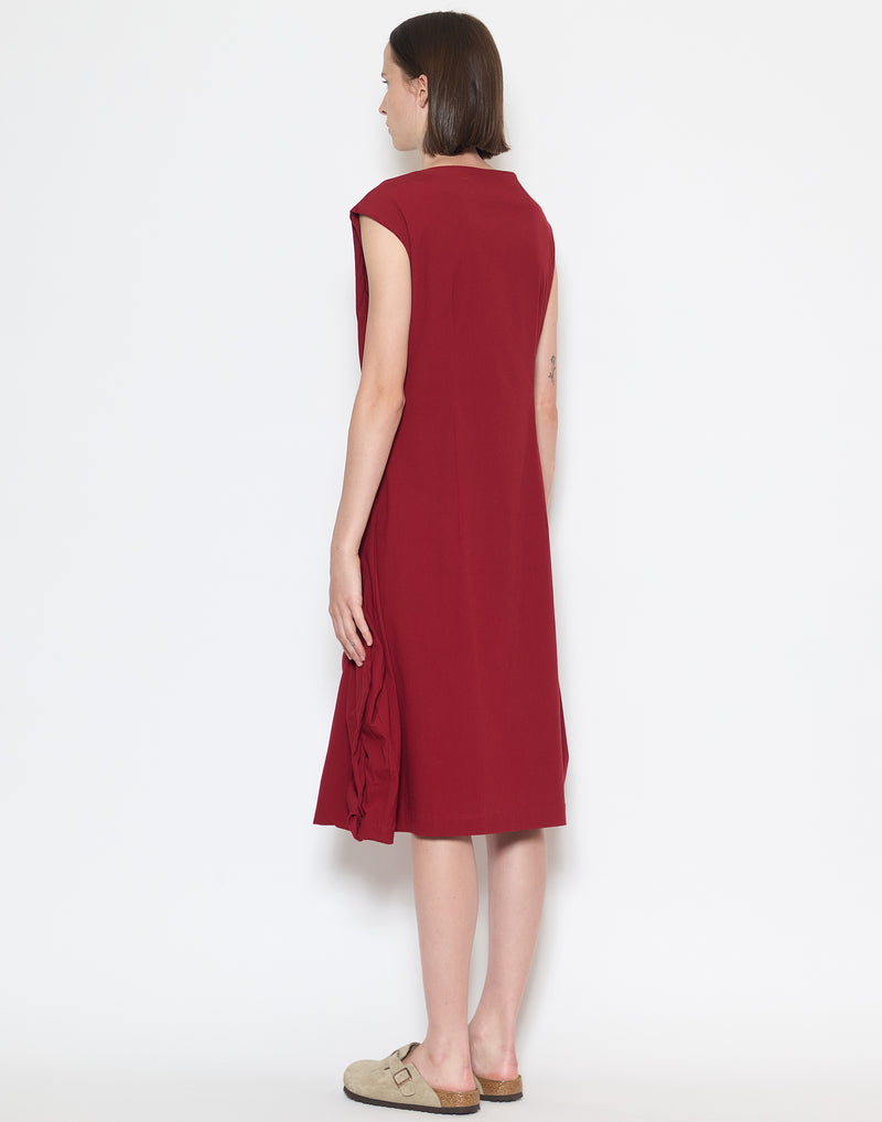 Red Viscose & Wool Blend Stretch Dress