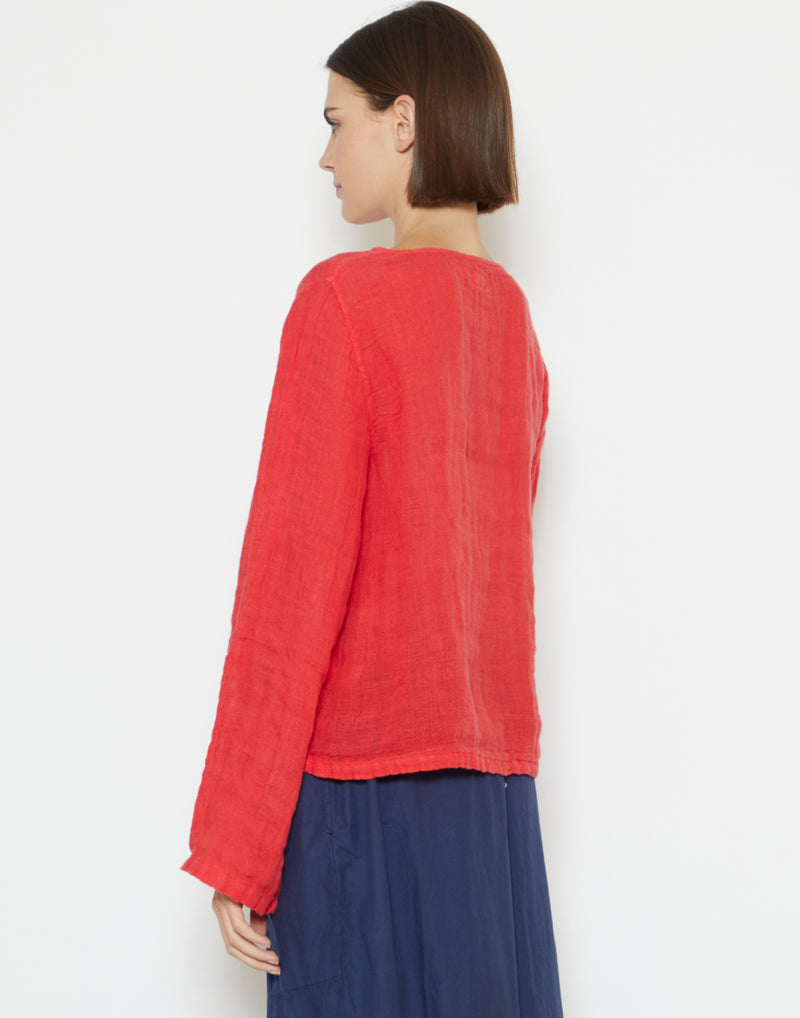 Protea Red Linen Gauze Lilly Top