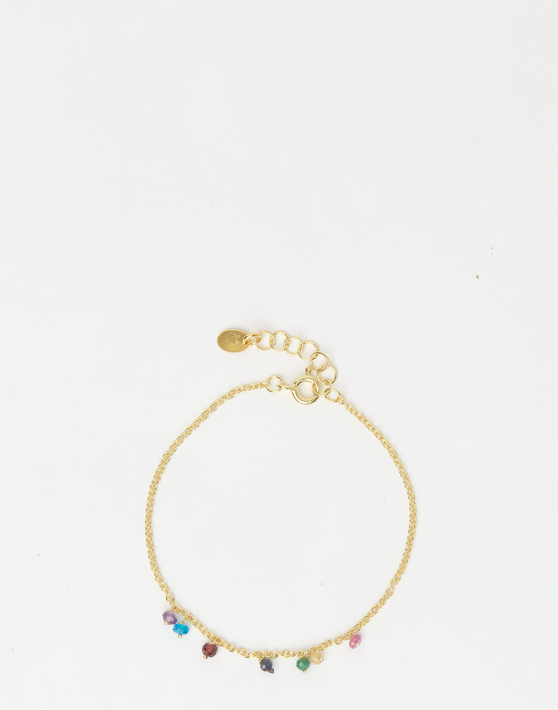 Multicolour Gem & Gold Chain Bracelet