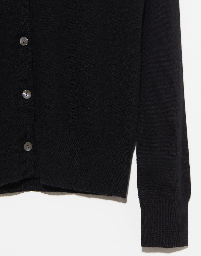 Black Cashmere Crew Neck Cardigan