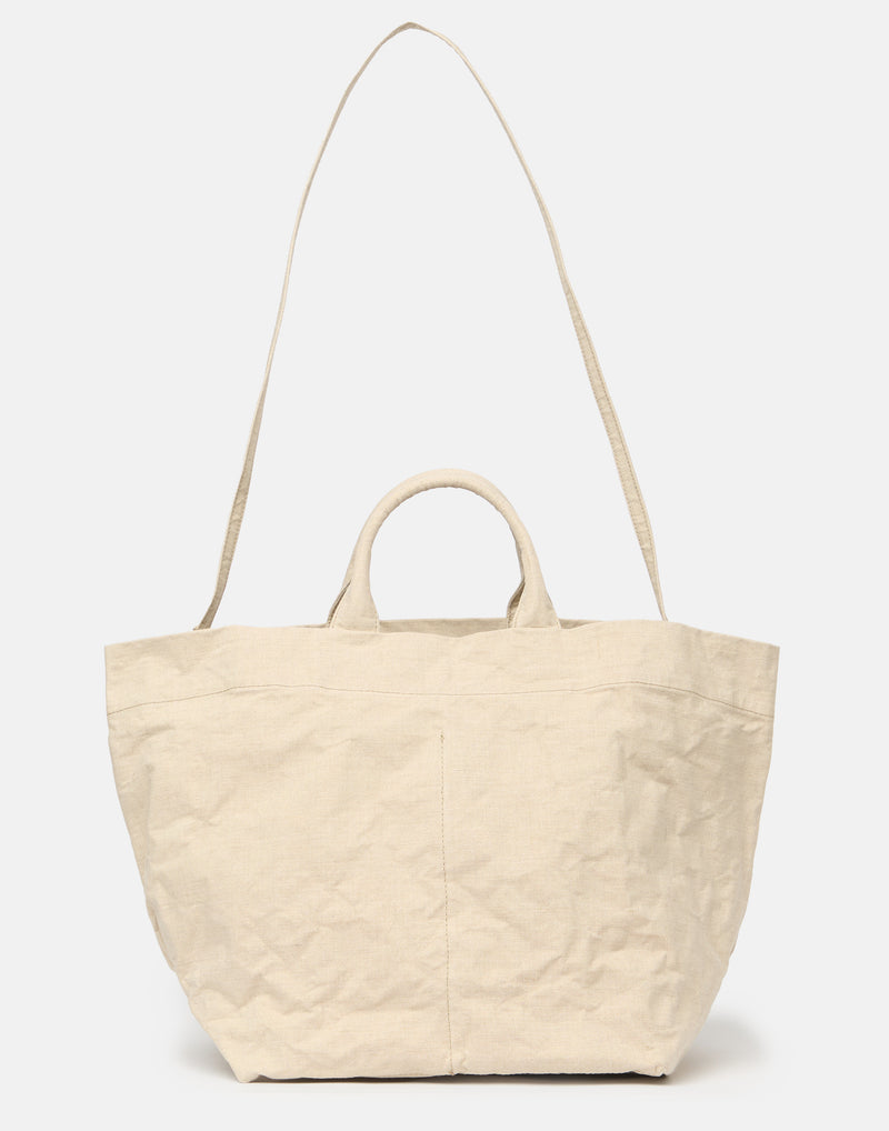 Natural Linen & Metallic Foil Big Dado Tote