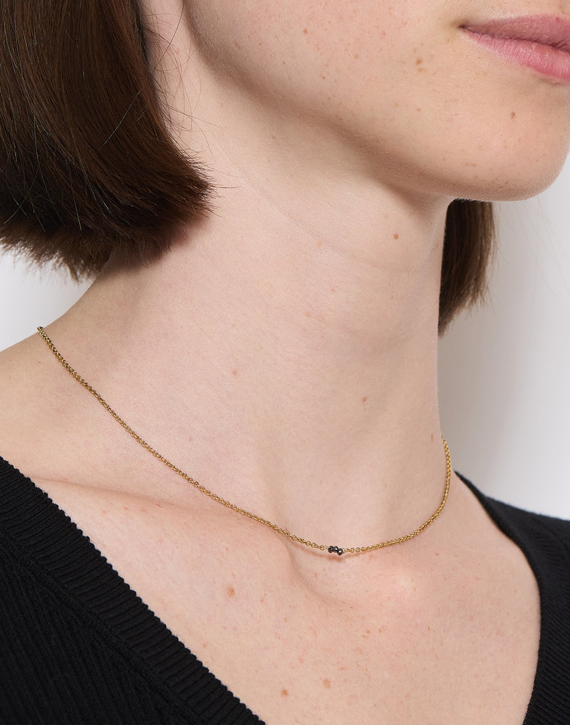 Gold & Three Black Diamond Necklace