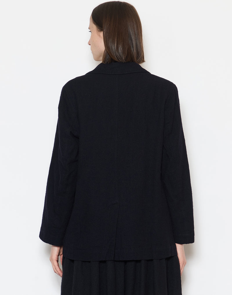 Navy Washed Wool Val Jacket