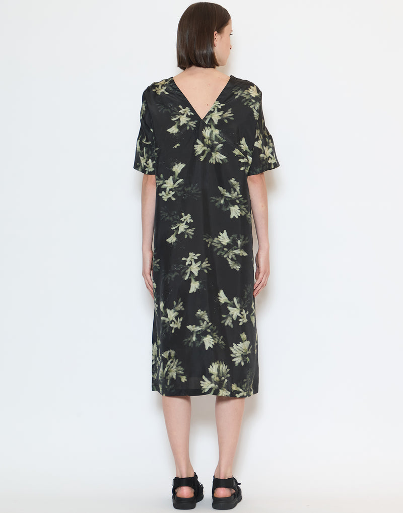 Black Anigo Floral V-Neck Dara Dress