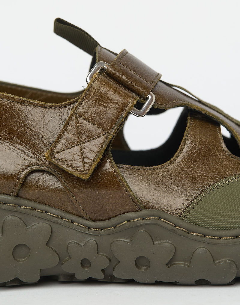 Olive Green Leather Aria Sneakers