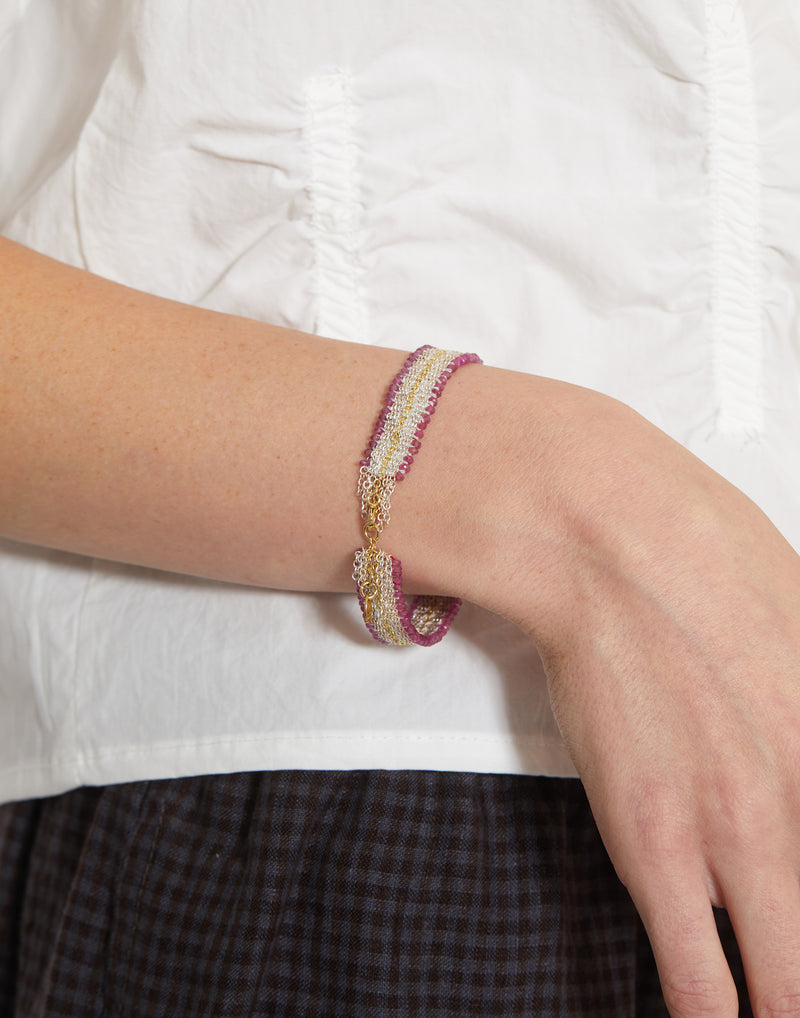 Ruby & Silver Silk Bracelet