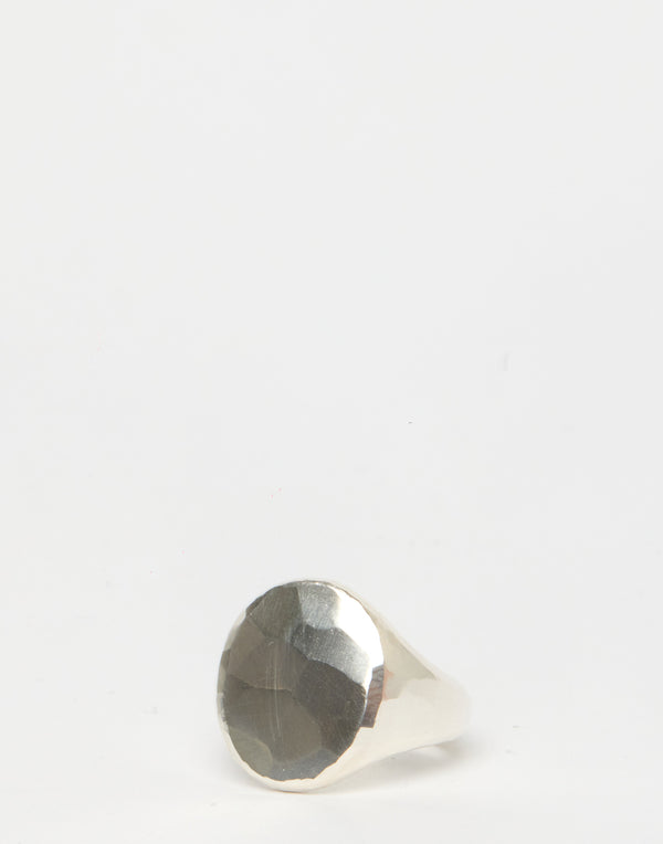 Silver Hammered Oval Signet Ring