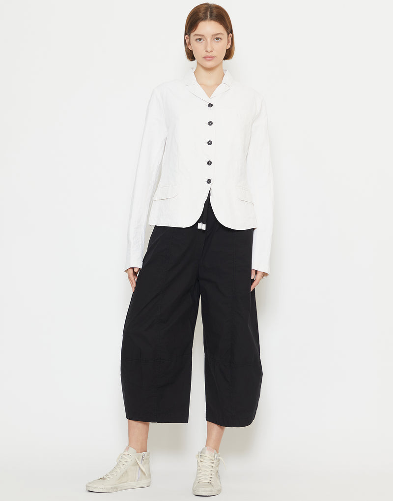 Black Cotton Cropped Pants