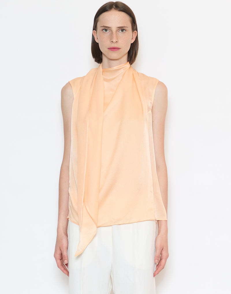 Peach Silk Charmeuse Toru Sleeveless Top