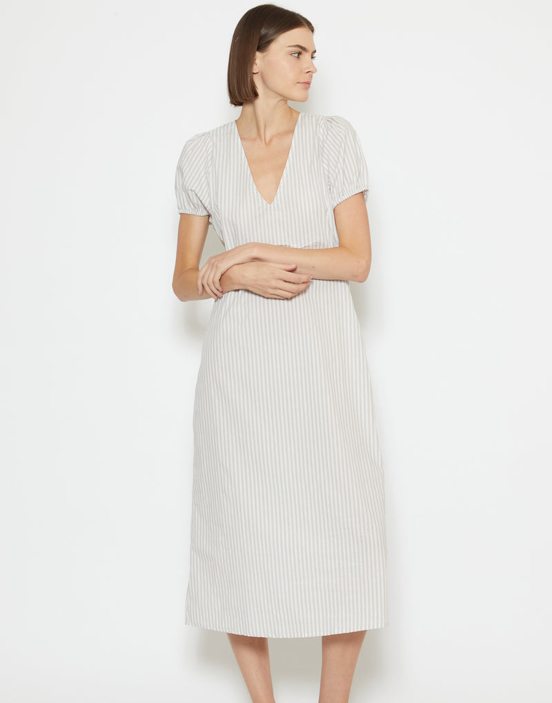 Lake Stripe Cotton Poplin Pinched Dress